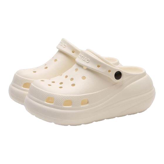 
Thin strips of arch support hole shoes for women EVA heightening thick bottom summer internet celebrity seaside beach sandals toe-cap slippers