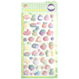 
3D flocking relief three-dimensional stickers for girls and children cartoon cute decorative stickers high-value diy handbook stickers Guka food animal mobile phone case water cup stickers waterproof crystal glue stickers