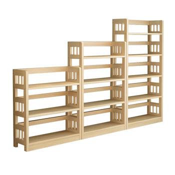Solid wood bookshelf log floor-standing storage rack pine bookcase