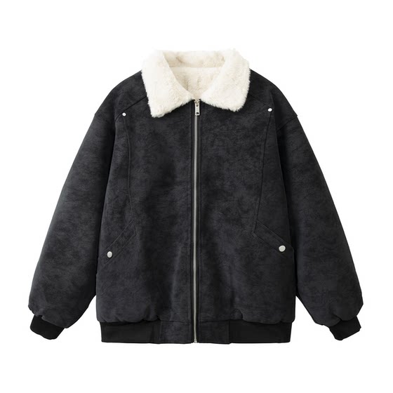 
Wukong is in stock, American retro Barn style PU fur collar cotton coat for men, winter trendy brand couple, warm and thickened cotton coat