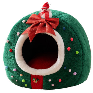 
Cat nest winter thickening Christmas cat tent sleeping nest winter warmth and sense of security dog house semi-enclosed cat house winter