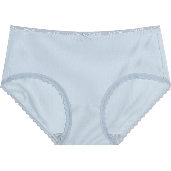 Sanfu low waist underwear women's contrasting lace bow ribbed elastic hip cotton crotch women's underwear 428158