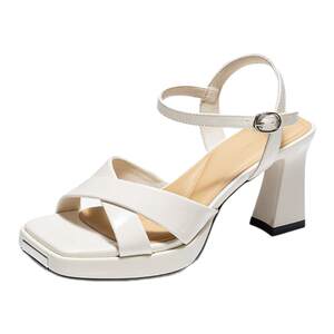 
Aokang Women's Shoes Summer Sandals Fashion Straight Square Toe High Heels Waterproof Platform Heightened Sandals