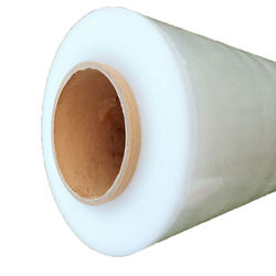 Large roll machine with stretch film wrapping film for moving