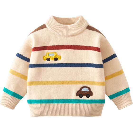 
Banxidi boys sweater winter wear 2026 new children's velvet thickened sweater baby wool top winter