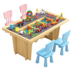 Solid wood building block table for children multifunctional commercial baby toy table puzzle game for boys and girls large early childhood education table