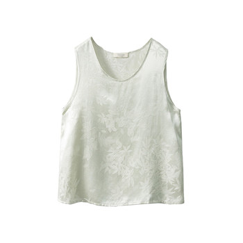 Silk art silk jacquard vest for women wearing 100% mulberry silk flower skewer sleeveless top with summer base
