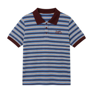 
Lao Zhanghe Xiaochuang PONGKIKI large size women's brand striped Polo short-sleeved T summer fat mm T-shirt