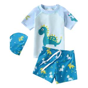 Children's swimsuits, boys, baby dinosaur swim trunks, sun protection, quick-drying, split small, medium and large children's summer swimwear equipment set