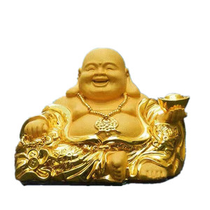Car ornaments Maitreya Buddha Car High-end Buddha Statue Center Console Reclining Buddha Car Interior Supplies Big belly Buddha Gold Buddha to ensure peace
