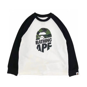 Boys' Long sleeved T-shirt Spring and Autumn New Japanese Trendy Brand Camo Ape Printed Boys' Round Neck Top Undercover