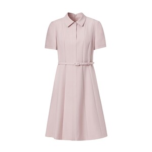 
VGRASS women's dress spring and summer new wool temperament light dress shoulder waist pink mid-length skirt