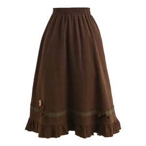 
Mori Girl Tribe Retro Versatile High Waist Skirt Women's 2025 New Ruffled Contrast Color Design Long Skirt Winter