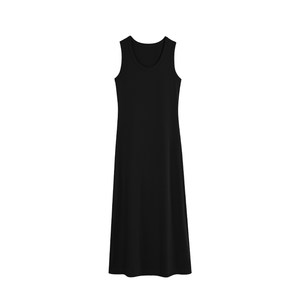 
pusumede [35% off in stock] Round neck tank top dress for women with drapey sleeveless knitted long skirt