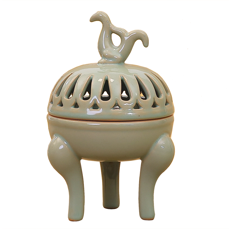 中式复古陶瓷香薰炉宋代美学家用朱雀香云香炉组合