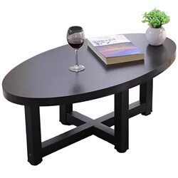 Oval coffee table double layer black small coffee table