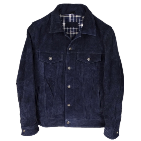 
Japanese version 3rd generation modified denim style retro suede head layer cowhide genuine leather leather jacket men's slim fit