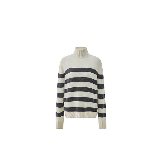 
[Machine-washable 100% cashmere sweater] OCH. Oscar striped turtleneck sweater for women knitted 2025 early spring new style