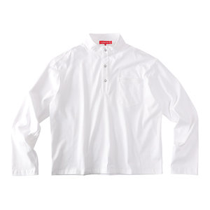 
CoosRetro simple casual style pure cotton long-sleeved T-shirt for men and women loose stand-up collar cool ice leather fabric top