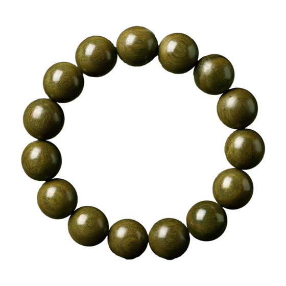 Natural green sandalwood bracelet sandalwood wooden disc play men's rosary bracelet women's gift official authentic flagship store