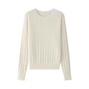 
TEASEL warm and soft winter BABY grade cashmere cloud soft loose round neck retro three-dimensional cable sweater