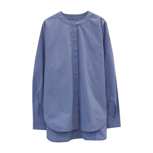 
Nochu Korean Gentle Style Blue Stand Collar Maternity Shirt Spring and Autumn Loose Slim Long Sleeve Top Versatile During Pregnancy