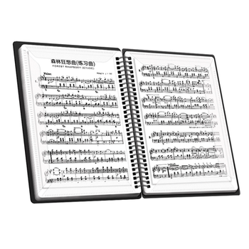 The four-page piano music folder is non-reflective and can be modified