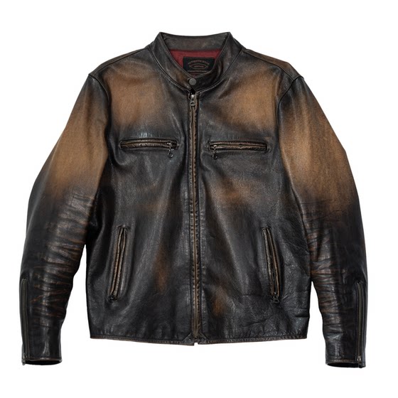 
Uncle Te retro men's J100 slim motorcycle leather jacket genuine leather jacket men's old tea core cowhide stand-up collar jacket