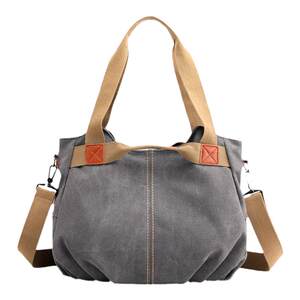 Casual canvas bag Women's new shoulder bag fashion multi -compartment crossbody bag real multi -pocket handbag bag
