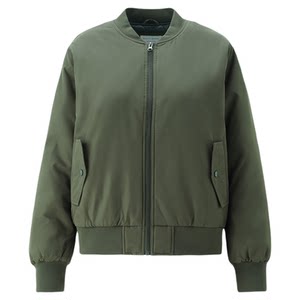 
Giordano jacket women's solid color baseball collar woven cotton bomber jacket 13374850