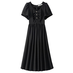 
BANANA BABY 2025 summer new French Hepburn style dress women's high waist slim mid-length skirt