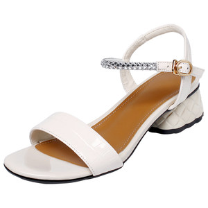 
Genuine leather sandals, summer mid-heel, thick heel, versatile women's fashion, mother's shoes, soft leather, soft sole, comfortable and non-tiring women's shoes