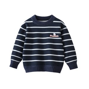 
Snoopy boys sweater 2026 autumn and winter new children's velvet warm sweater girls striped pullover top