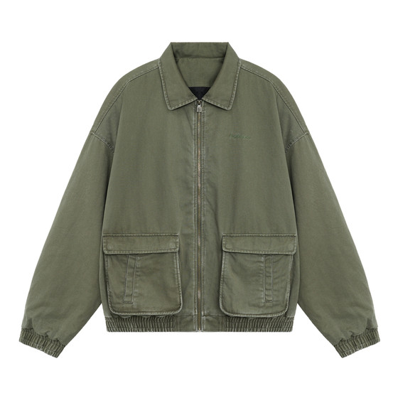 
Lujiamen autumn and winter new thickened sports jacket men's loose fitness tops large size casual workwear cotton clothes