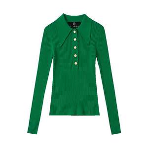 
Sweater women's 2025 autumn and winter new style inner large lapel sweater top short long-sleeved pullover sweater