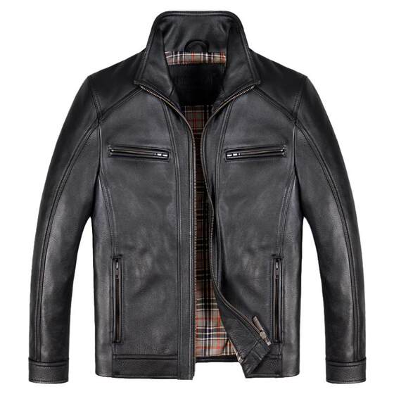 European and American leisure leather leather jacket Middle -aged men's imported head layer pure leather jacket autumn and winter large size leather thick
