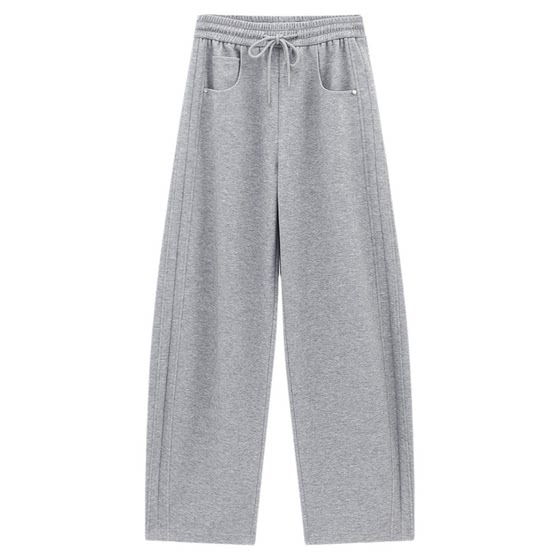 
Baijiahao Elastic Waist Scimitar Casual Pants Women's Autumn and Winter New Style Solid Color Versatile Drape Sports Pants