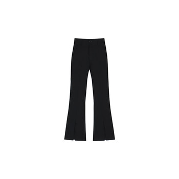 Big legs look long! Black slit suit pants~