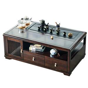 
New Chinese-style solid wood tea table and tea table integrated black walnut home small living room office tea table high-end