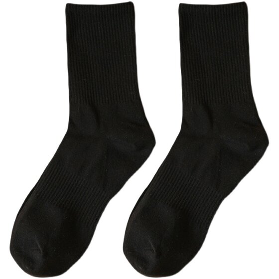 
Black socks women's solid color mid-calf socks ins trendy spring and autumn white cotton stockings autumn and winter sports socks men's socks