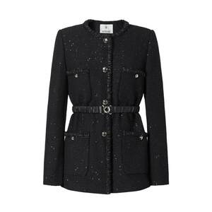 
The same style in the mall, Mosak winter blended wool small fragrance style waist-closed long tweed jacket for women