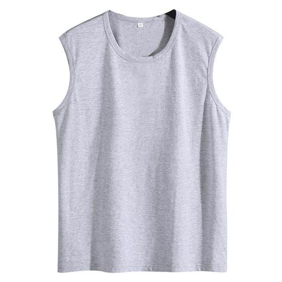 Sports vest male plus fat increase large cotton round neck wide -shoulder fat fat guy loose fitness sleeveless T -shirt
