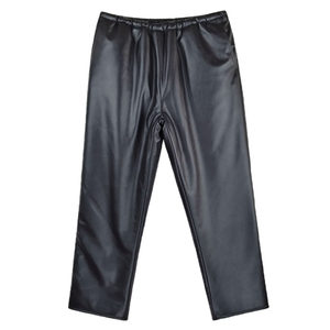 Leather pants, men's loose fit, large size, middle-aged and elderly, high waisted, motorcycle riding, windproof, plush, thick waterproof, work clothes