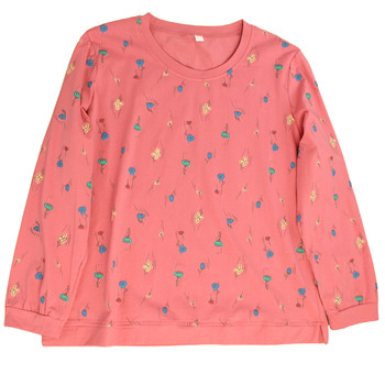 Middle-aged and elderly mothers' autumn long-sleeved 2025 new loose cotton women's tops thin floral printed T-shirts