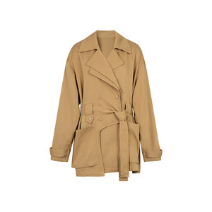 
alex stevens high-end black silhouette lace-up mid-length windbreaker coat women's autumn and winter loose coat