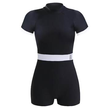 BE van der Ann swimsuit women one-piece short sleeve flat corner sun protection