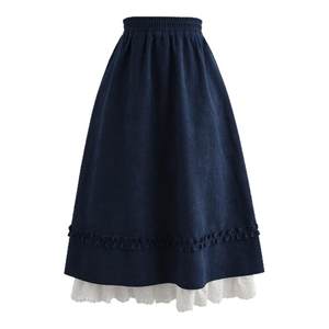 
Mori Girl Tribe Blue College Style A-Line Skirt Women's 2025 Autumn New Style Small Skirt Versatile Long Skirt Winter