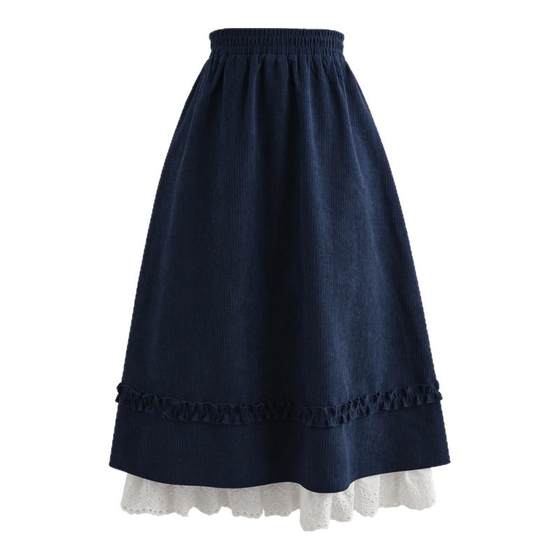 
Mori Girl Tribe Blue College Style A-Line Skirt Women's 2025 Autumn New Style Small Skirt Versatile Long Skirt Winter