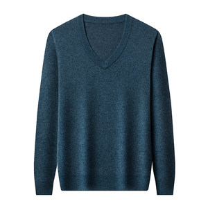 
2025 winter new cashmere sweater for men 100 pure cashmere thickened V-neck middle-aged warm sweater knitted bottoming shirt