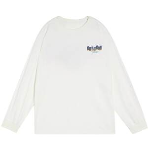 The best cotton long-sleeved T-shirt for men's autumn new American printed round neck inner loose sweatshirt sports top